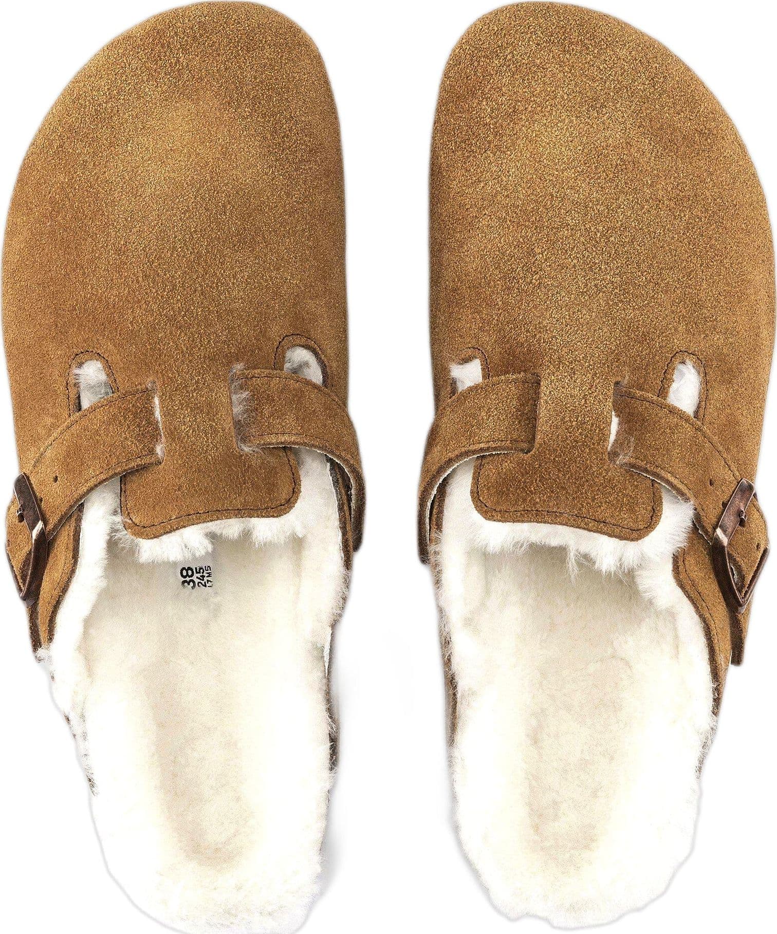 BIRKENSTOCK sabot birkenstock boston shearling suede leather - mink - 2