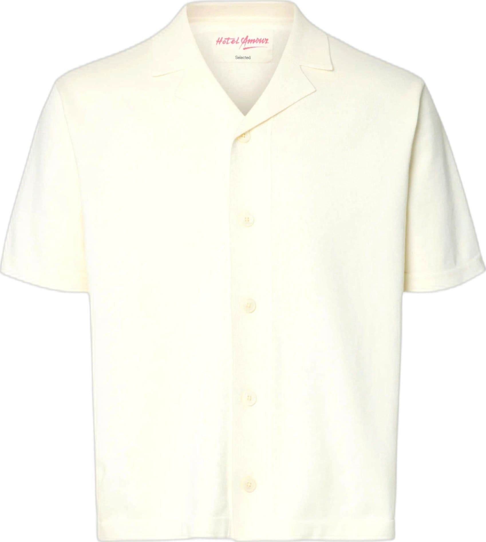 SELECTED HOMME t-shirt selected homme amour intarsia relaxed polo cardigan - bianco – OTHER