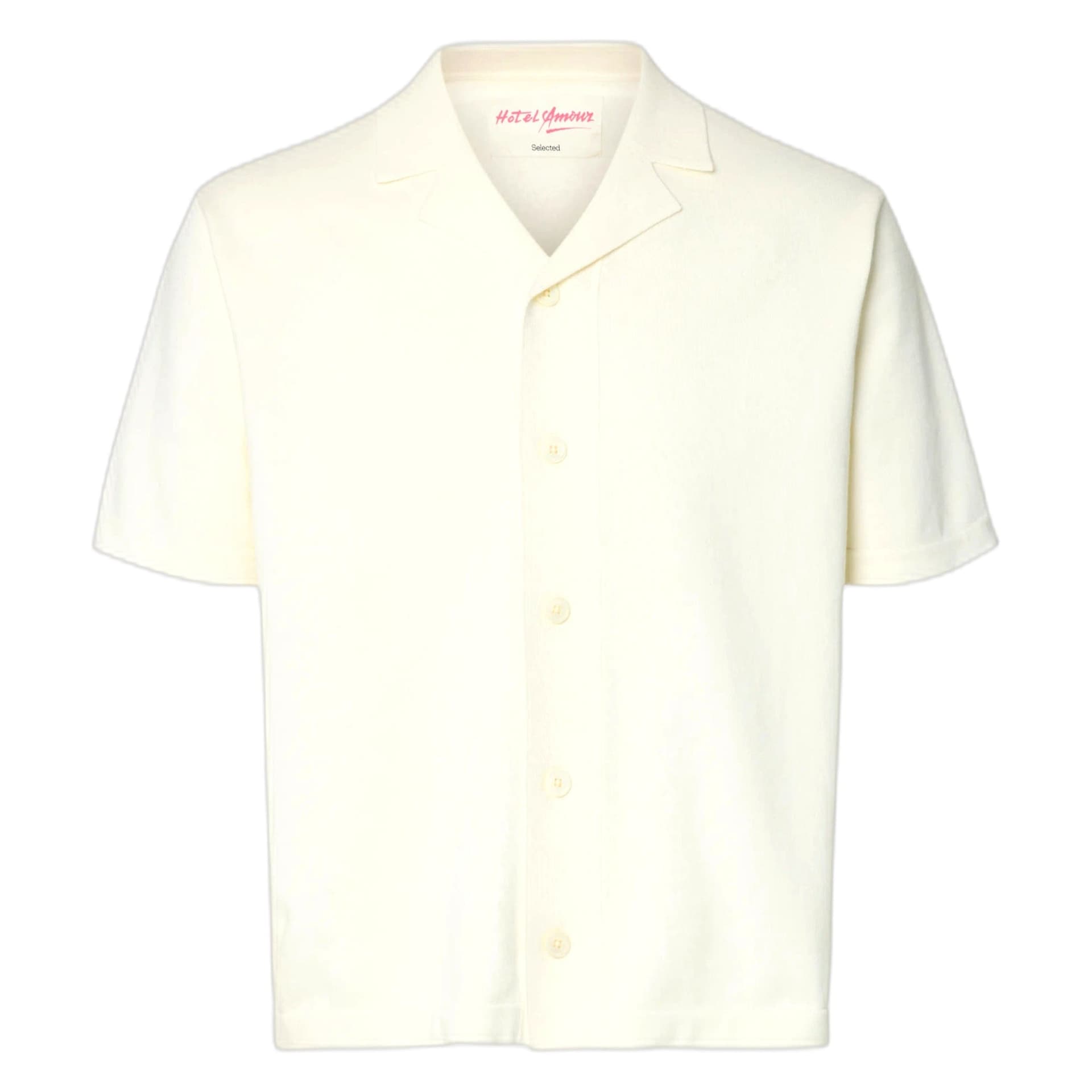 SELECTED HOMME t-shirt selected homme amour intarsia relaxed polo cardigan - bianco - 6