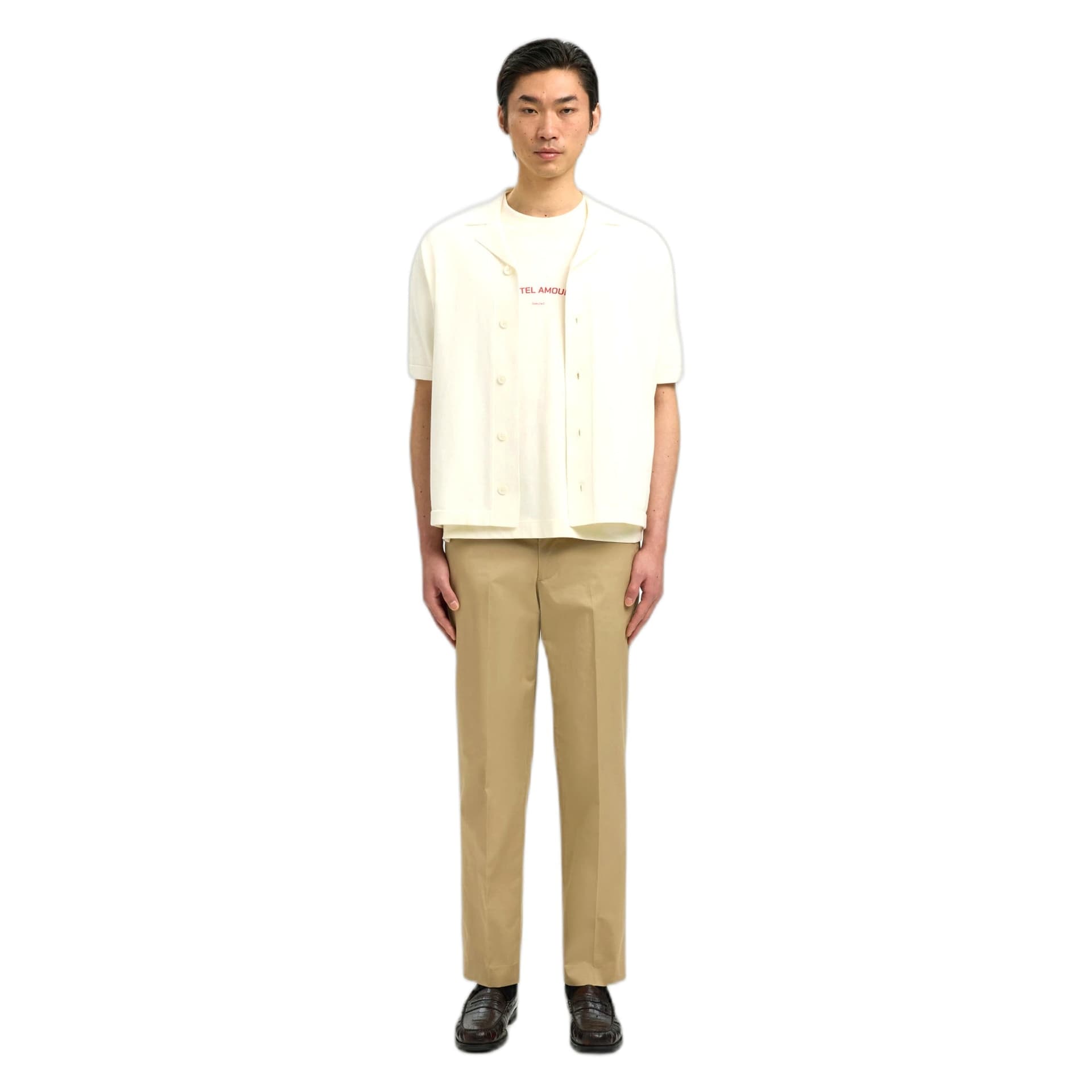 SELECTED HOMME t-shirt selected homme amour intarsia relaxed polo cardigan - bianco - 3