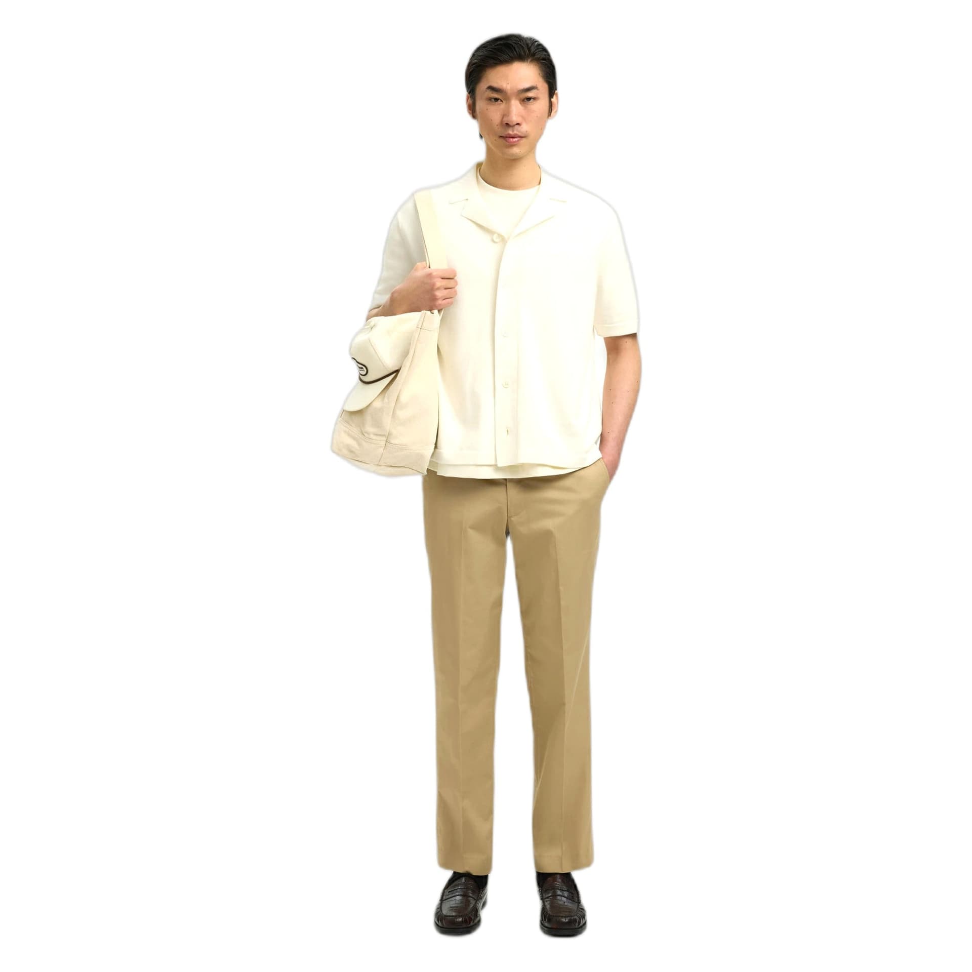 SELECTED HOMME t-shirt selected homme amour intarsia relaxed polo cardigan - bianco - 4