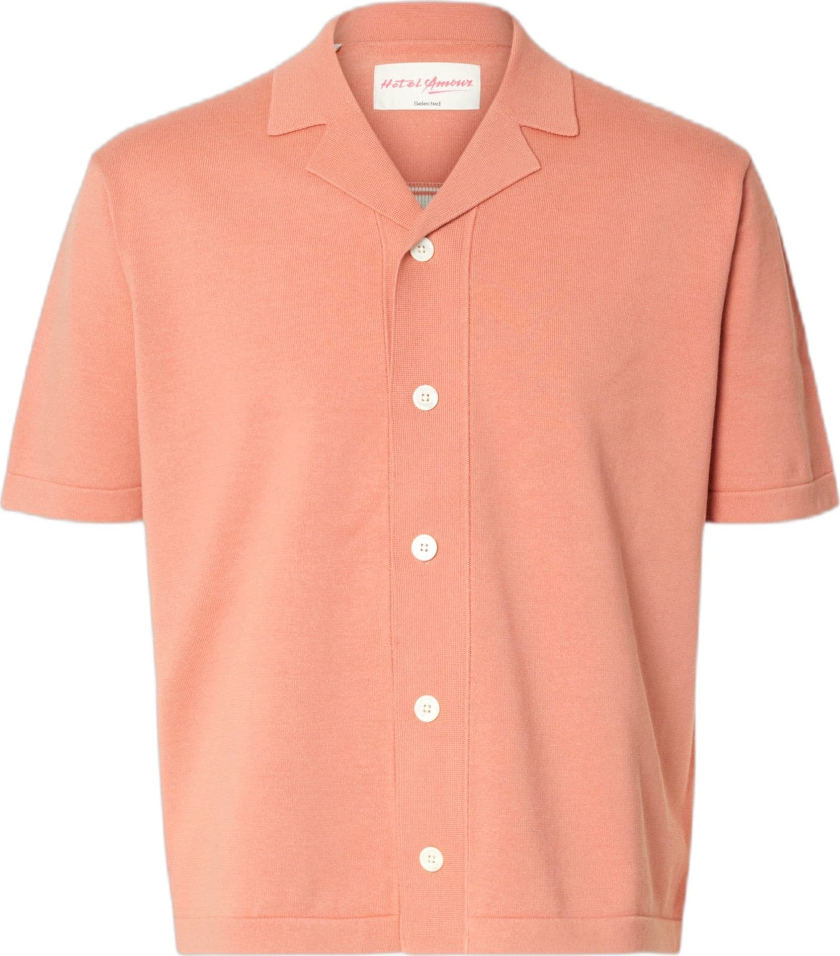 SELECTED HOMME t-shirt selected homme amour intarsia relaxed polo cardigan - rosa – OTHER