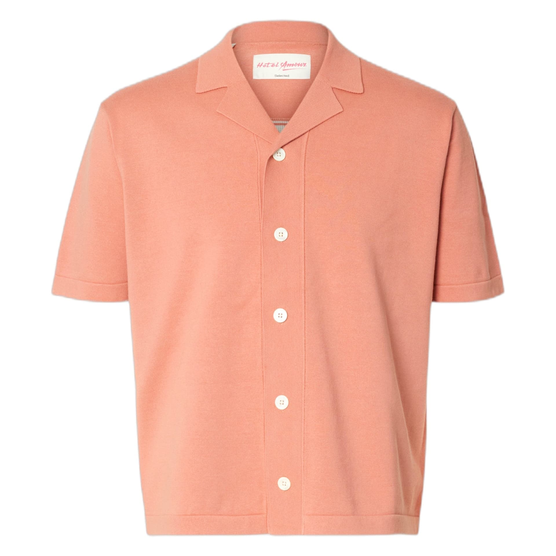 SELECTED HOMME t-shirt selected homme amour intarsia relaxed polo cardigan - rosa - 7