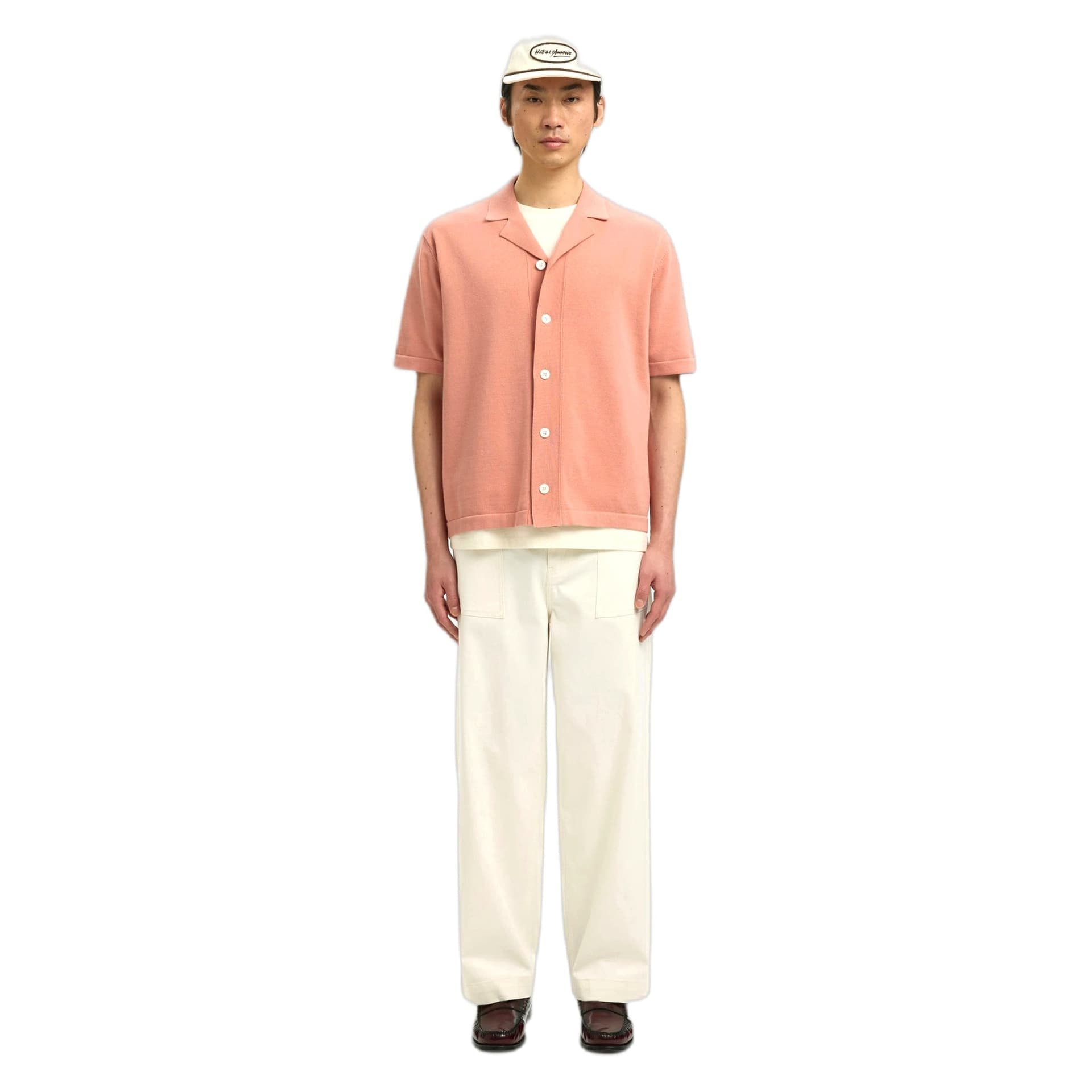 SELECTED HOMME t-shirt selected homme amour intarsia relaxed polo cardigan - rosa - 5