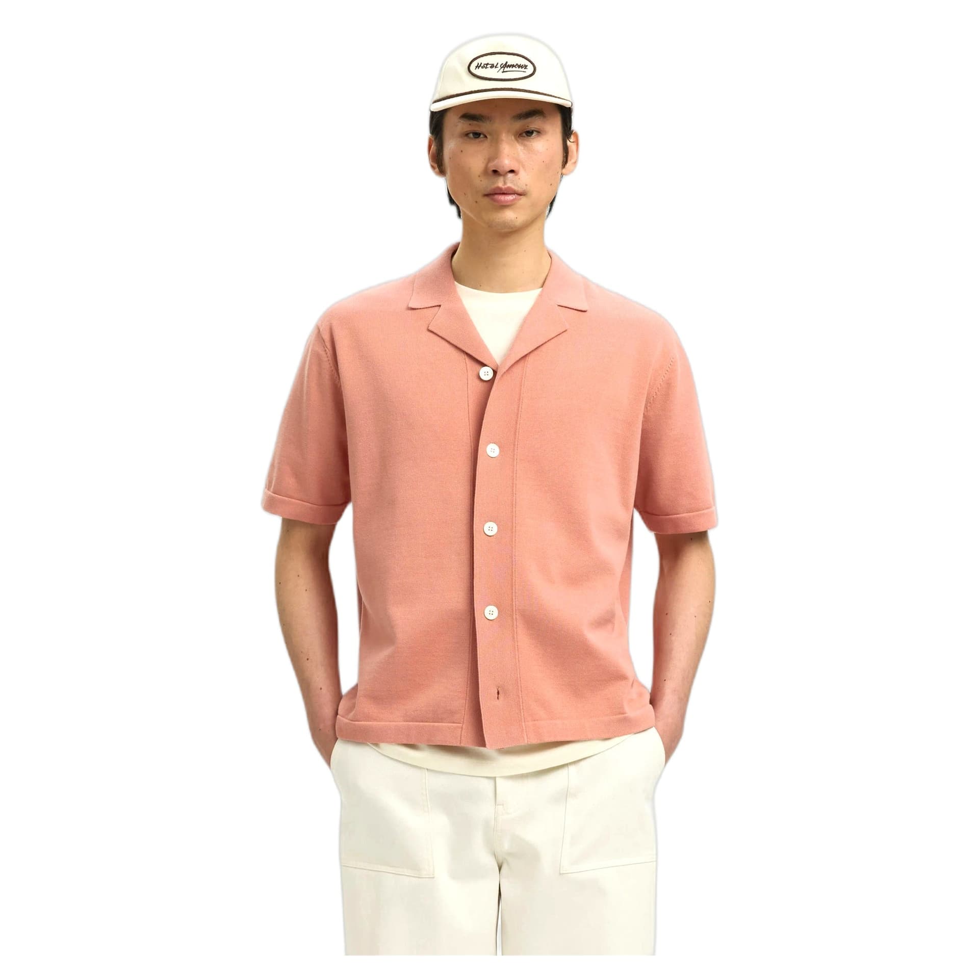 SELECTED HOMME t-shirt selected homme amour intarsia relaxed polo cardigan - rosa - 6