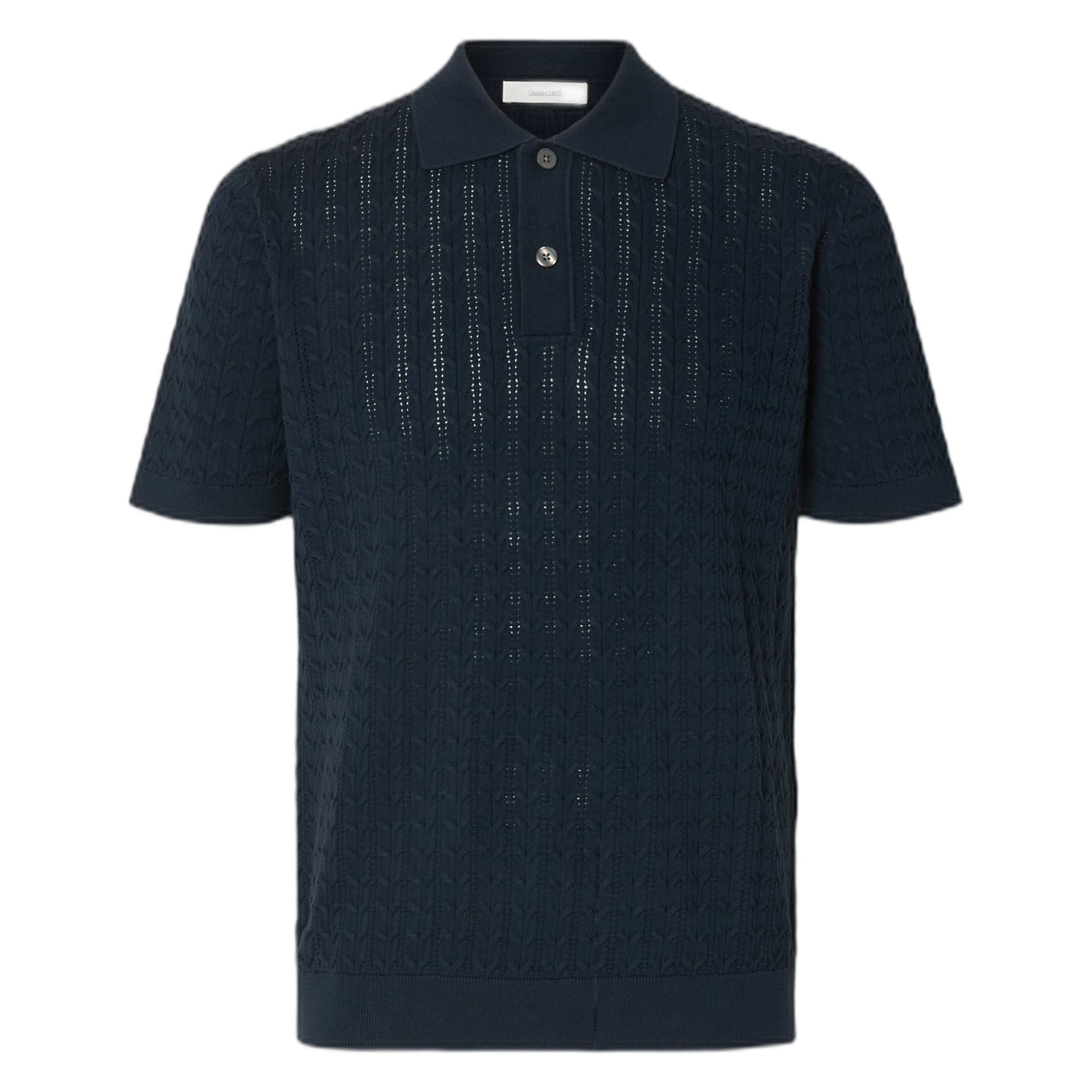 SELECTED HOMME polo selected homme mattis knit new cable polo - blue - 4