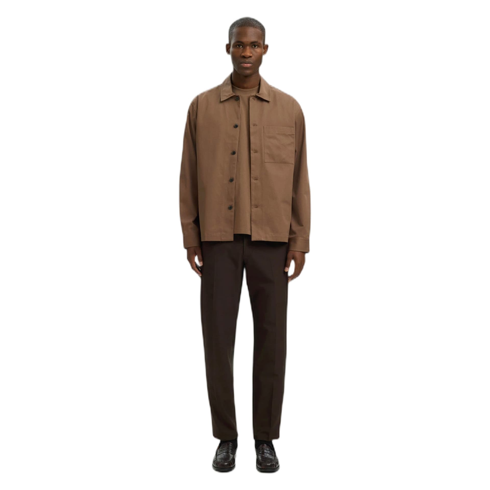 SELECTED HOMME camicia selected homme tate heavy twill overshirt - marrone - 2