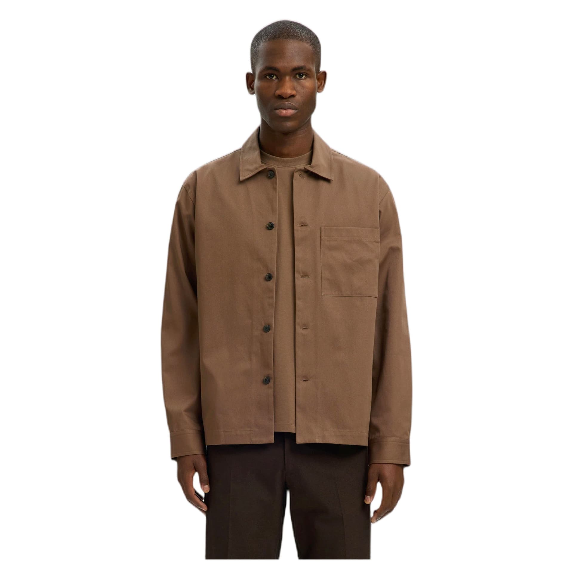 SELECTED HOMME camicia selected homme tate heavy twill overshirt - marrone - 3