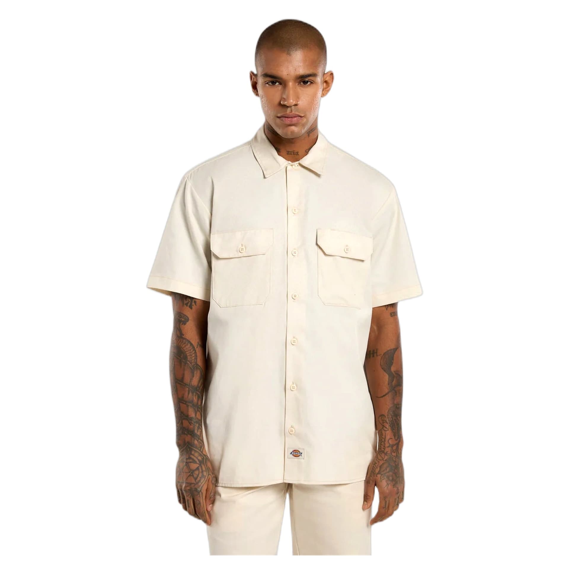 DICKIES camicia dickies 247 gd work shirt ss - stone - 3