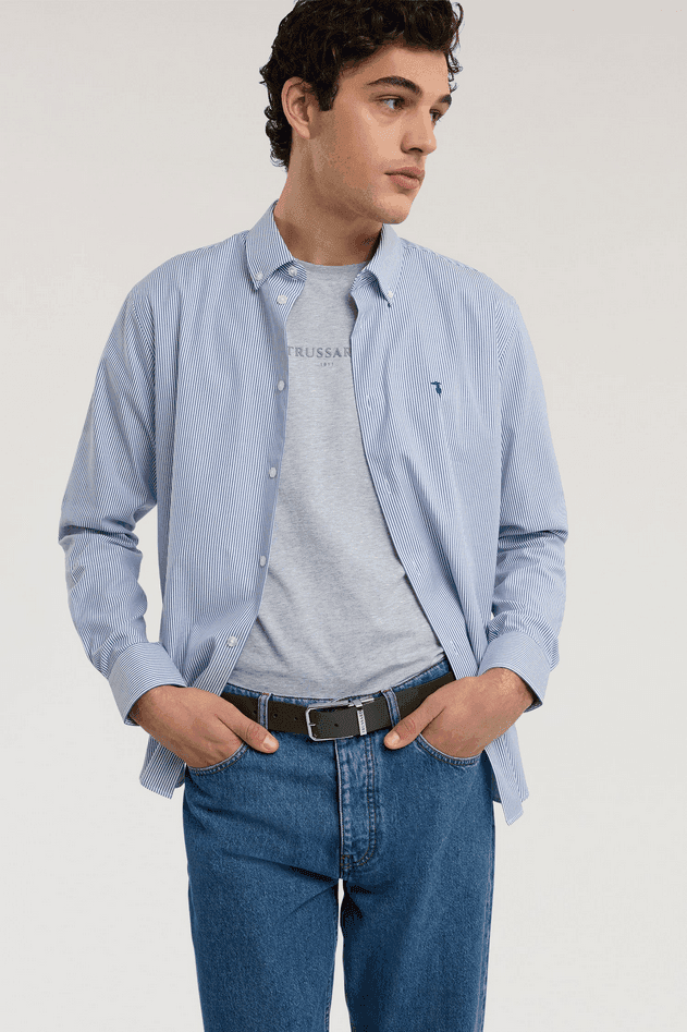 TRUSSARDI camicia a righe uomo light blue - 5