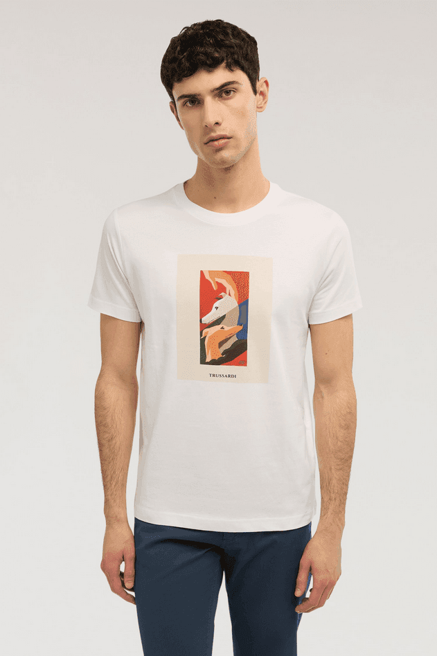 TRUSSARDI t-shirt con stampa uomo bianco - 2