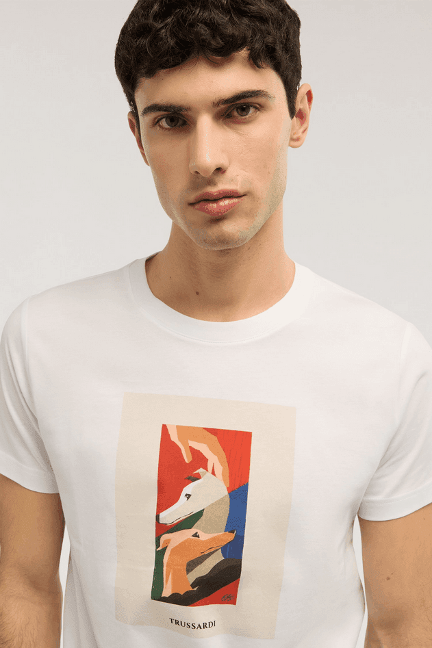 TRUSSARDI t-shirt con stampa uomo bianco - 3