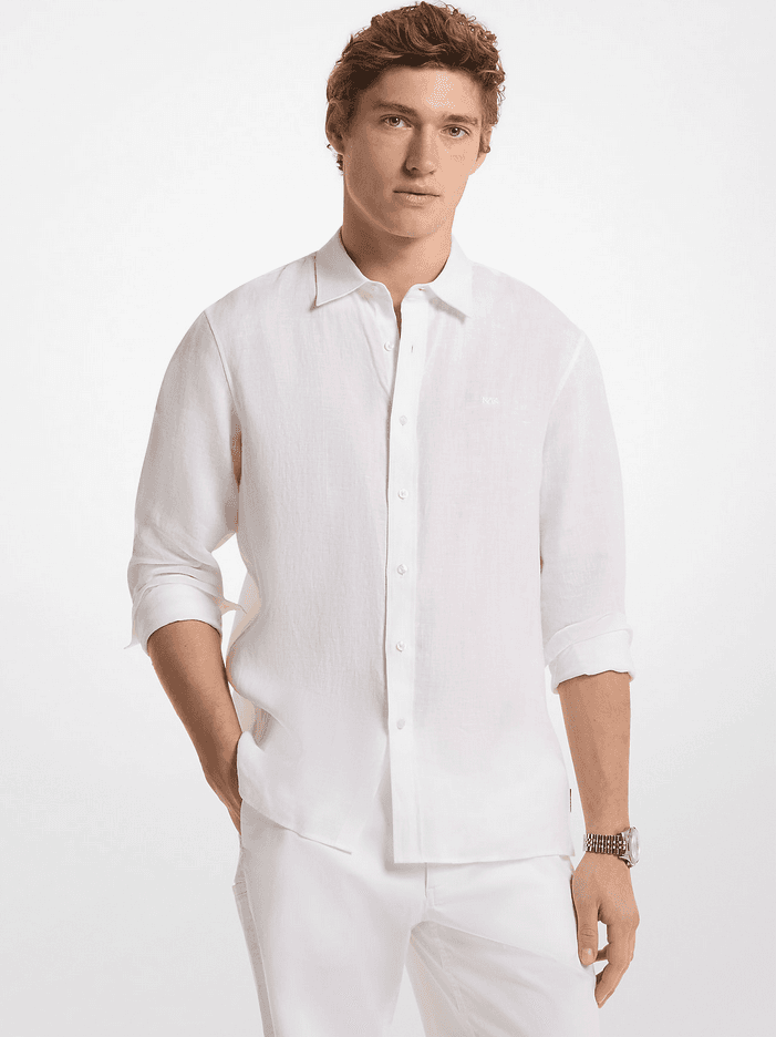 MICHAEL KORS camicia in lino uomo bianco - 3