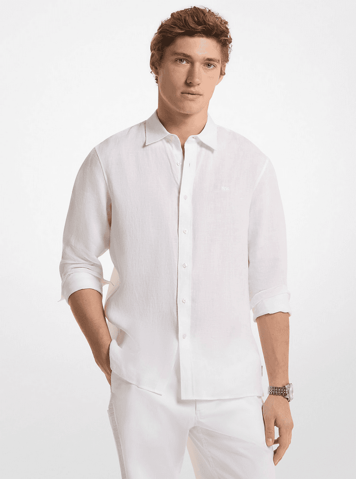 MICHAEL KORS camicia in lino uomo bianco - 3