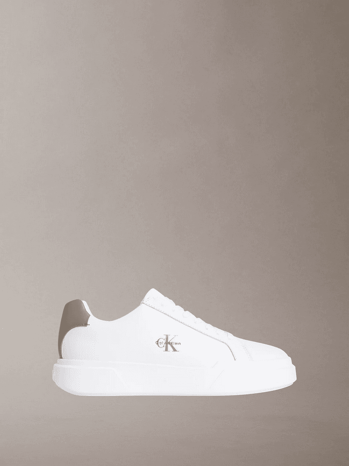 calvin klein sneakers in pelle bianco-beige - 6