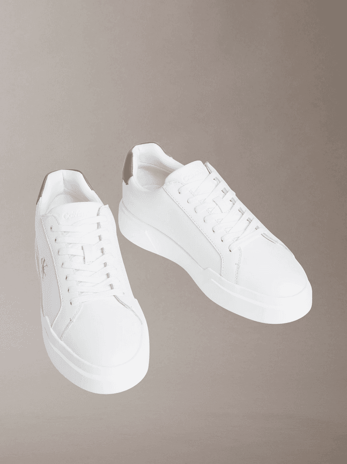 calvin klein sneakers in pelle bianco-beige - 2