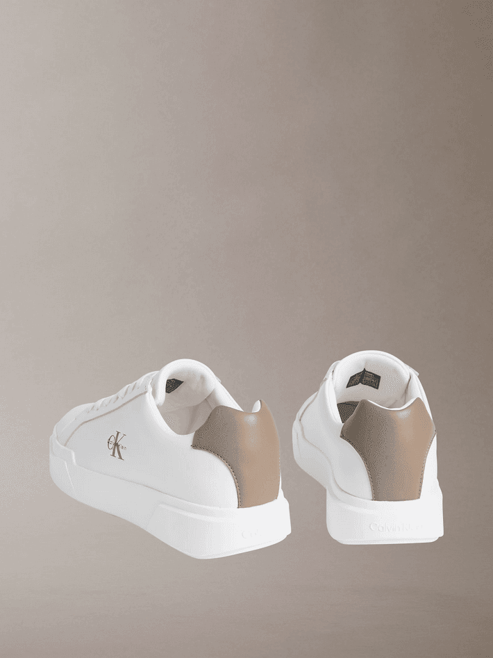 calvin klein sneakers in pelle bianco-beige - 5
