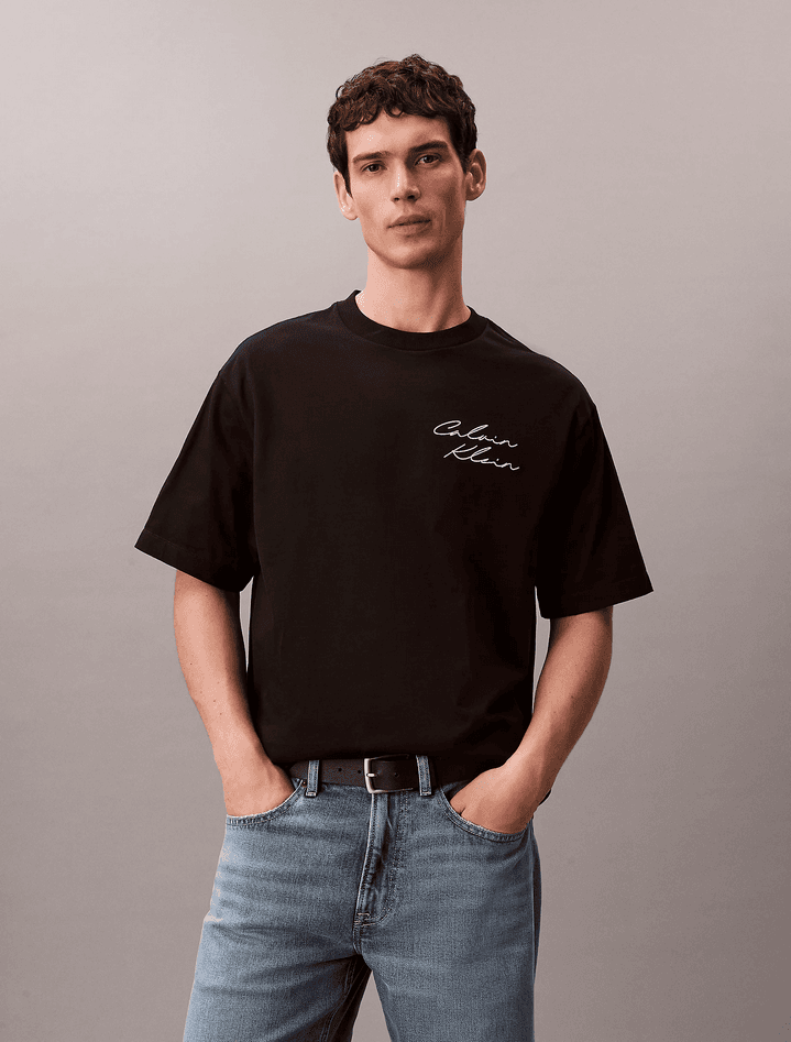 calvin klein t-shirt con logo uomo nero - 6