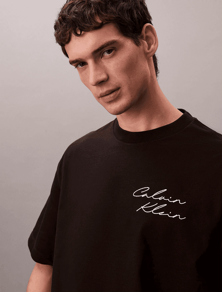 calvin klein t-shirt con logo uomo nero - 2