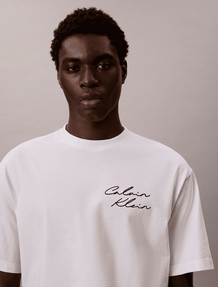 calvin klein t-shirt con logo uomo bianco - 2