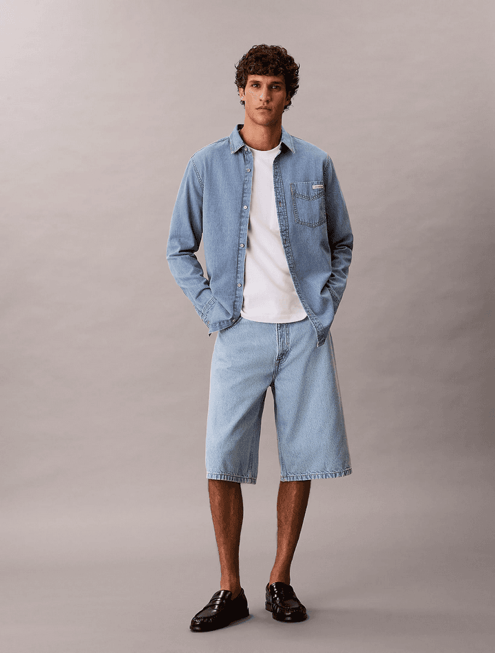 calvin klein shorts in jeans uomo blue - 7