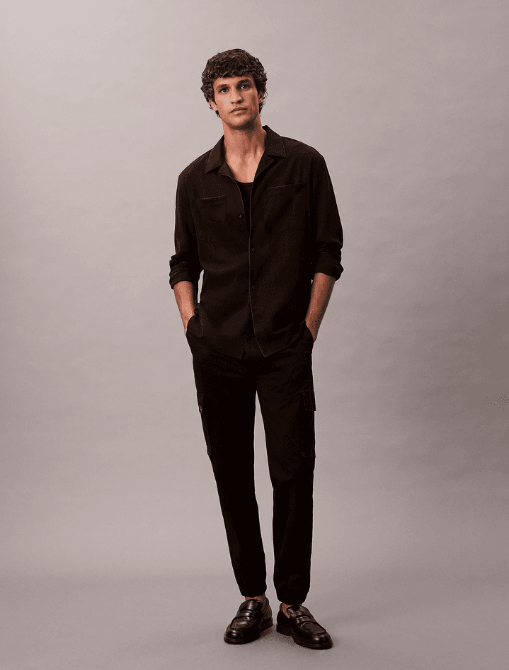 calvin klein pantalone cargo skinny nero - 6