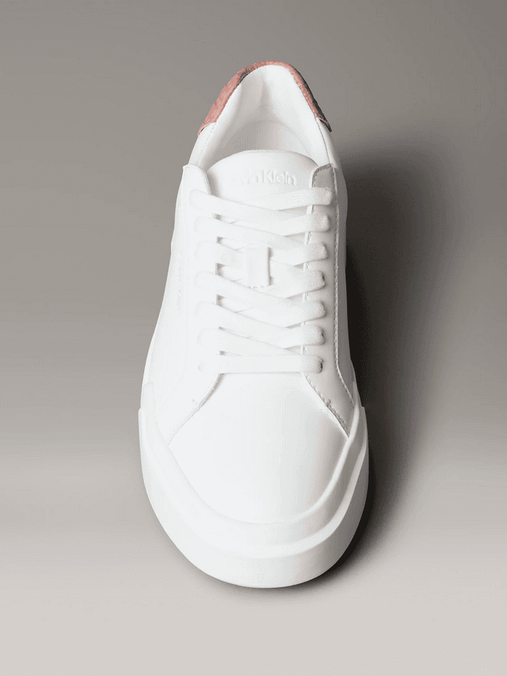 calvin klein sneakers in pelle donna bianco-rosa - 3