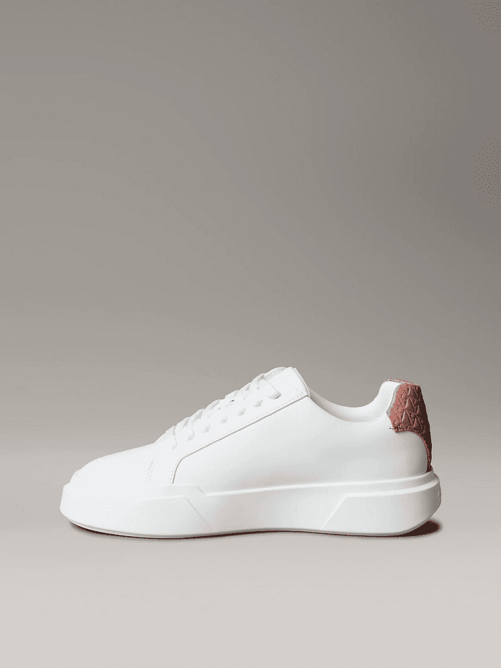 calvin klein sneakers in pelle donna bianco-rosa - 4