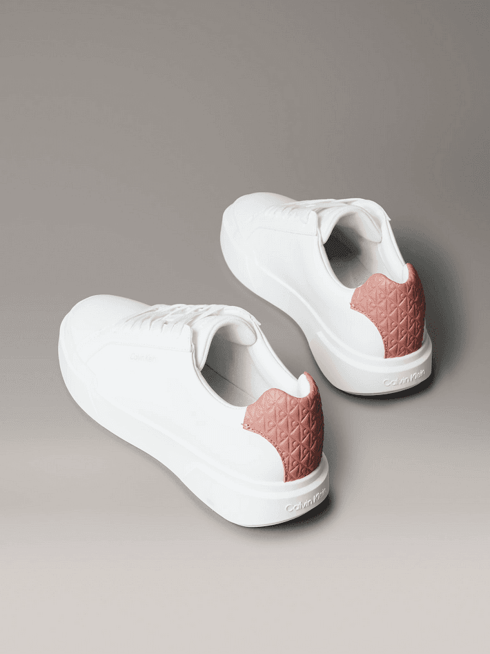 calvin klein sneakers in pelle donna bianco-rosa - 5