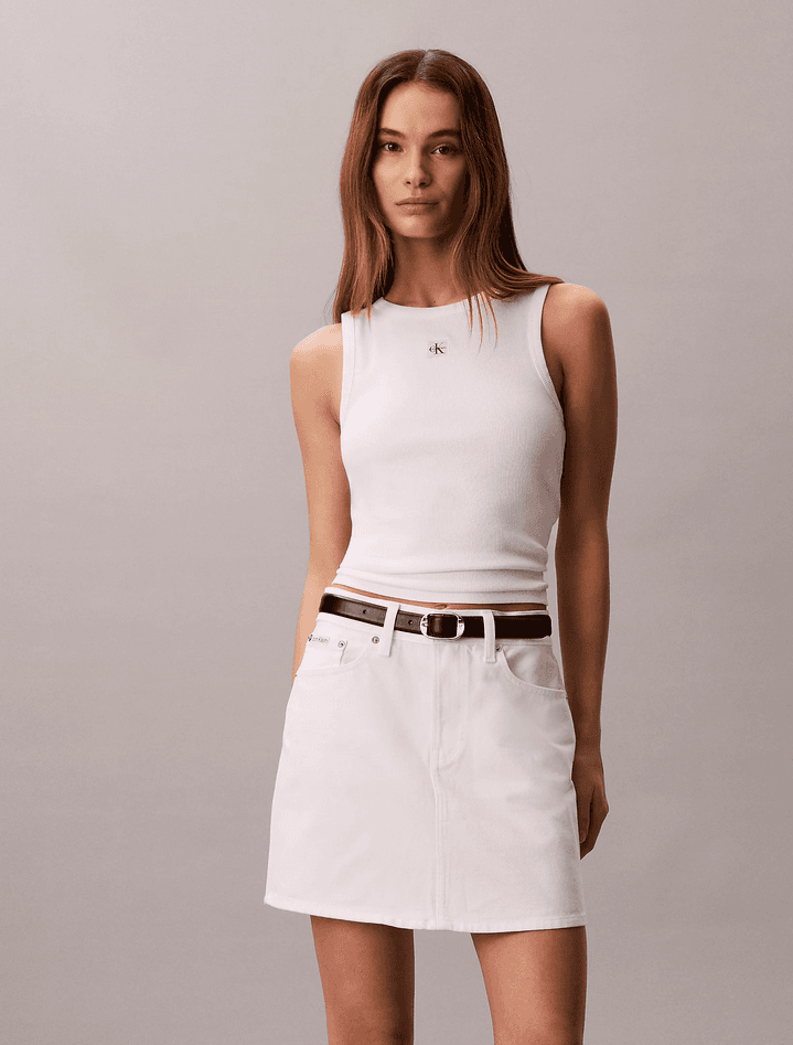 calvin klein minigonna in jeans donna bianco - 7
