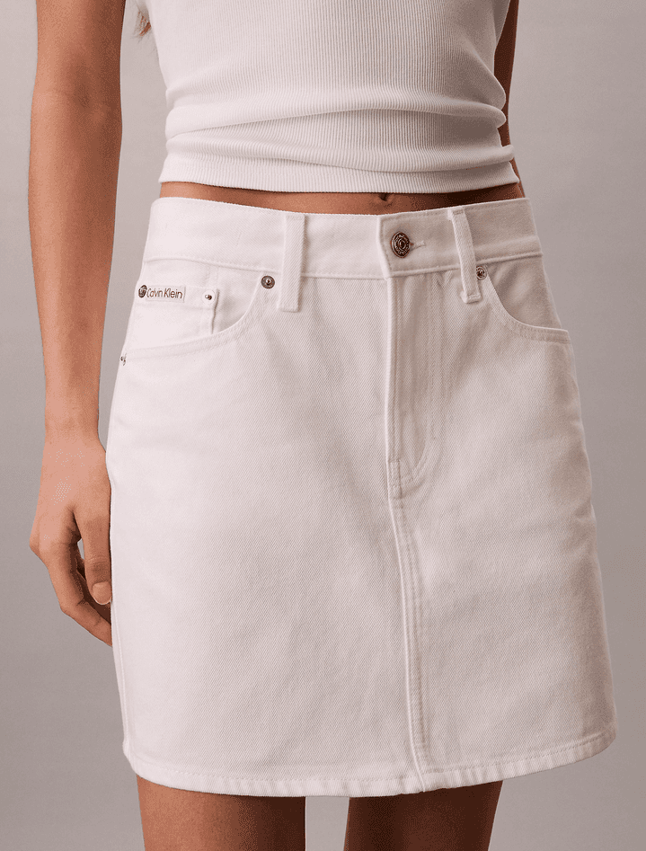 calvin klein minigonna in jeans donna bianco - 2