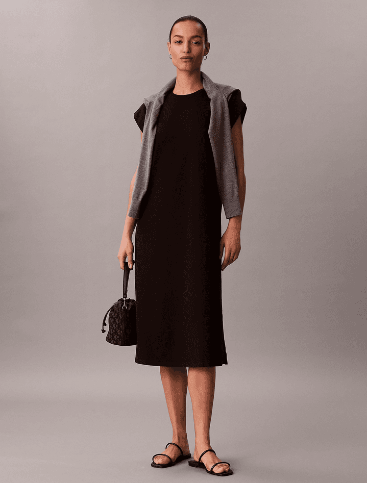 calvin klein abito in jersey donna nero - 7