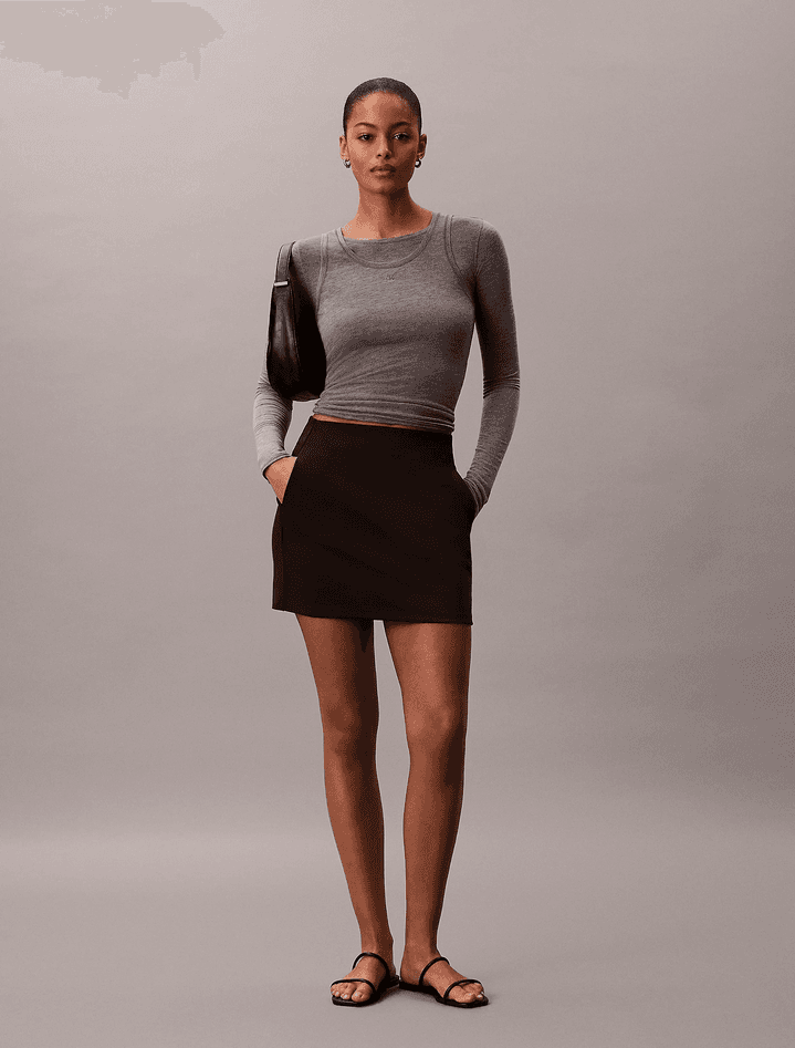 calvin klein minigonna in jersey donna nero