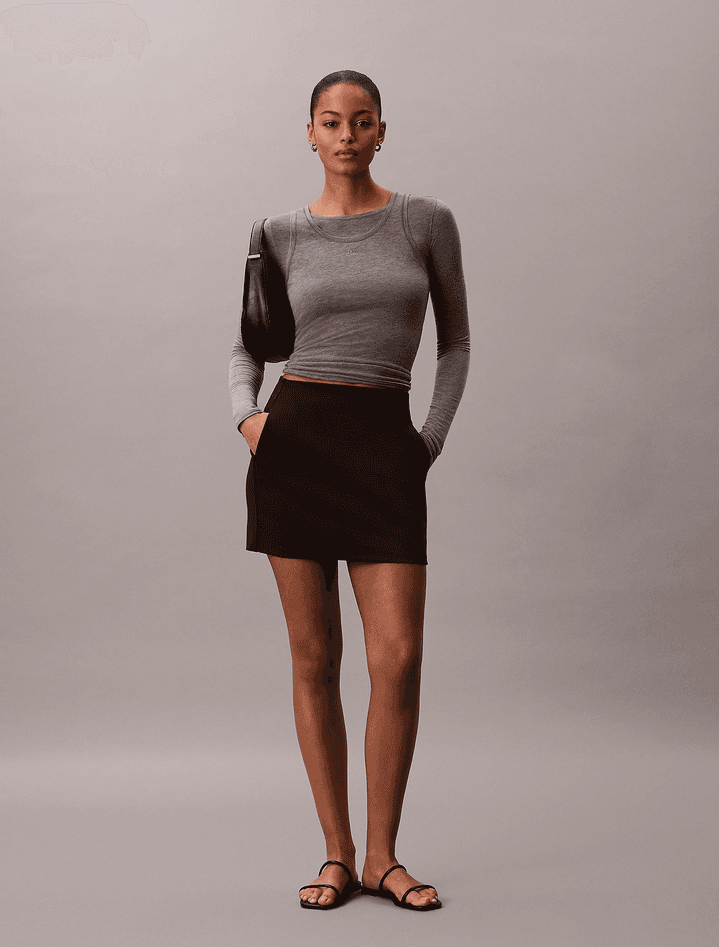 calvin klein minigonna in jersey donna nero - 6