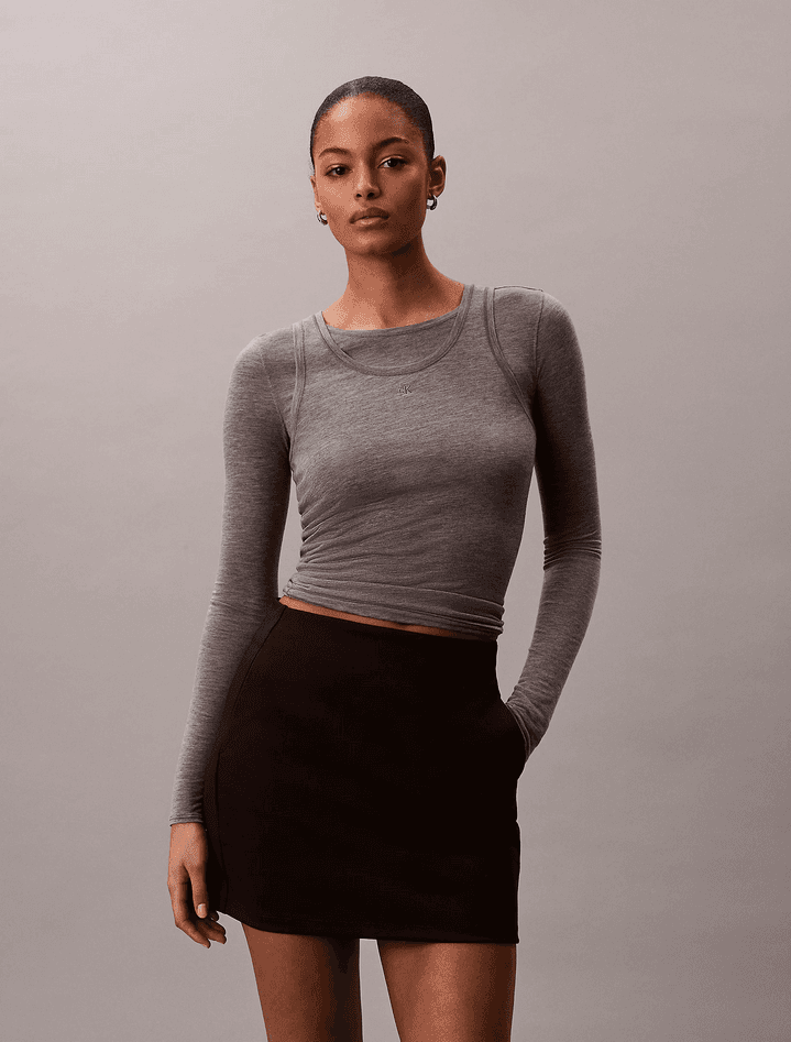calvin klein minigonna in jersey donna nero - 2
