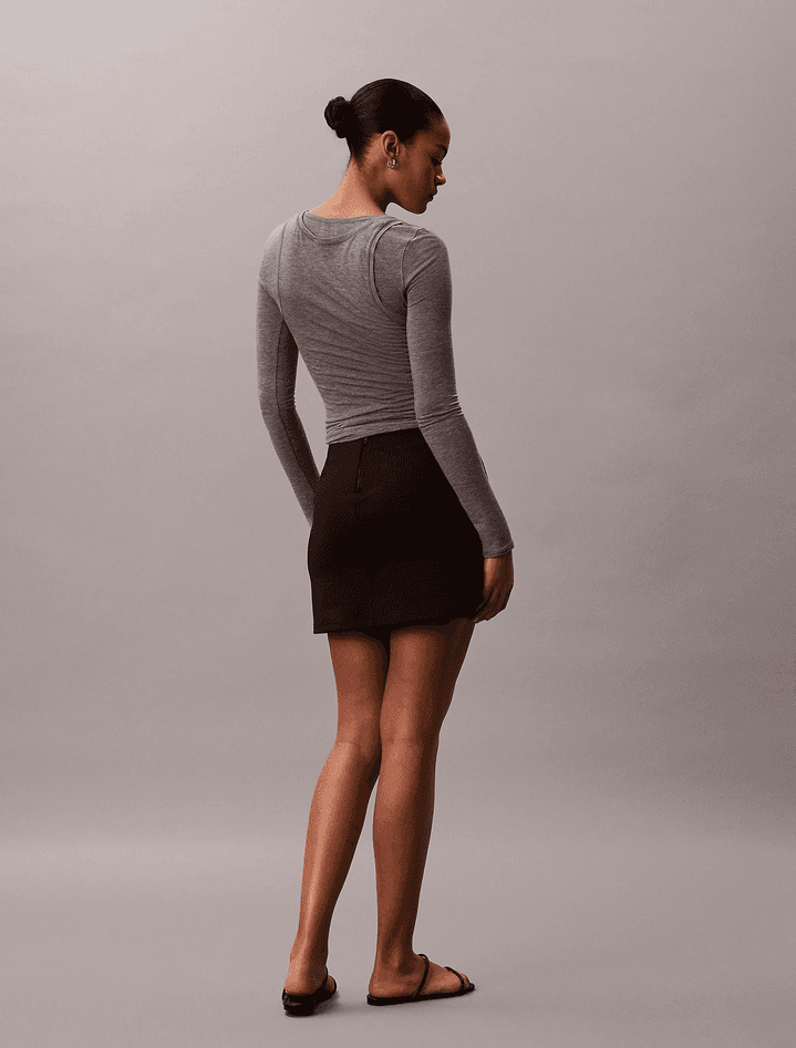 calvin klein minigonna in jersey donna nero - 4