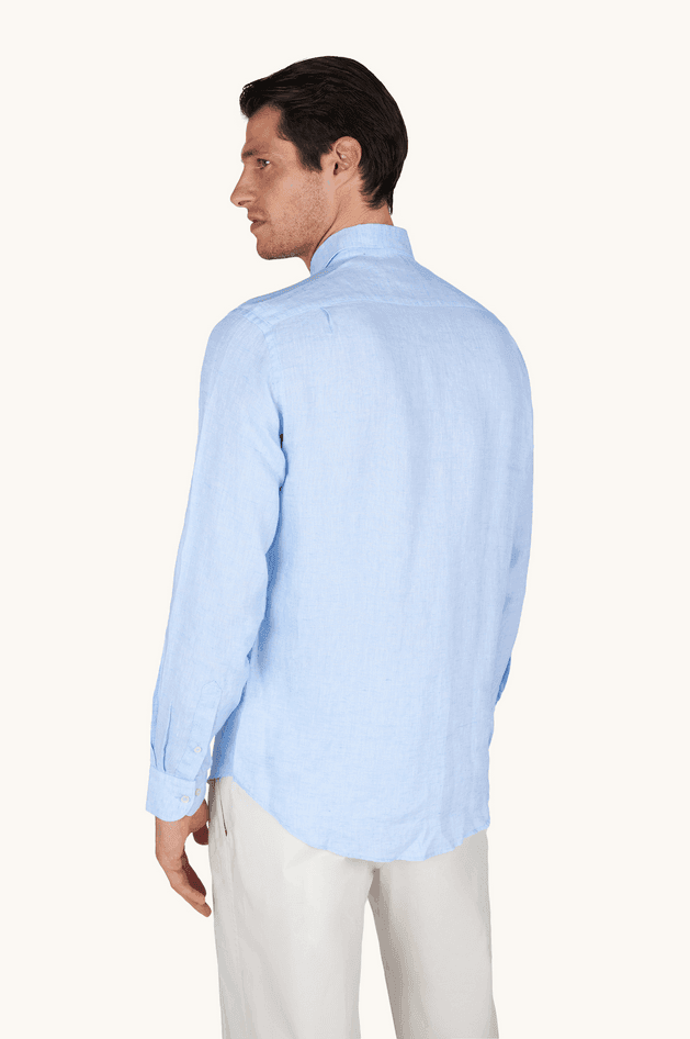 Paul&amp;Shark camicia in lino uomo azzurro - 5
