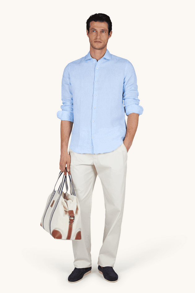 Paul&amp;Shark camicia in lino uomo azzurro - 6