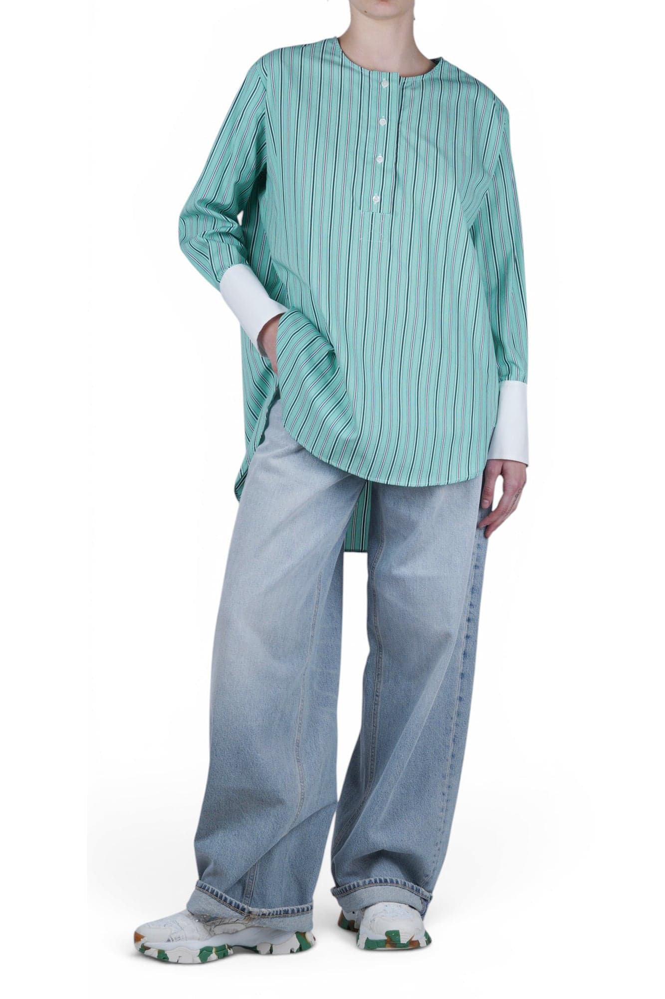 SOLOTRE Solotre - Camicia - 470677 - Bianco/Verde - 2