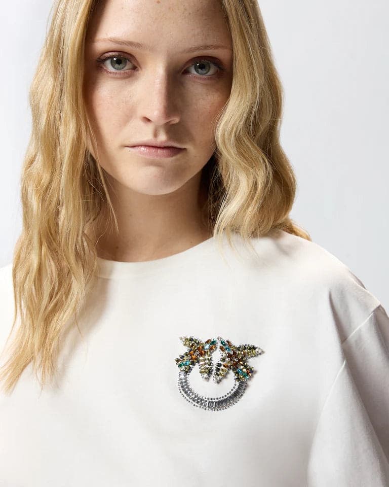 Pinko PINKO  STREPITOSO T-SHIRT JERSEY RICAMO SS26 - 4