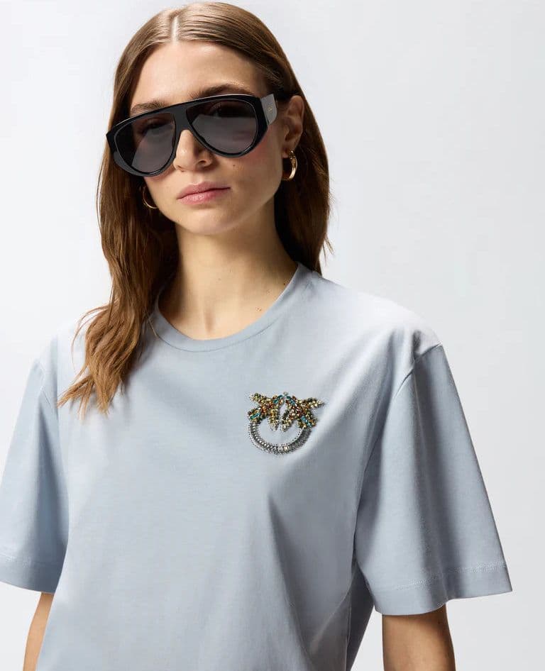 Pinko PINKO  STREPITOSO T-SHIRT JERSEY RICAMO SS26 - 10