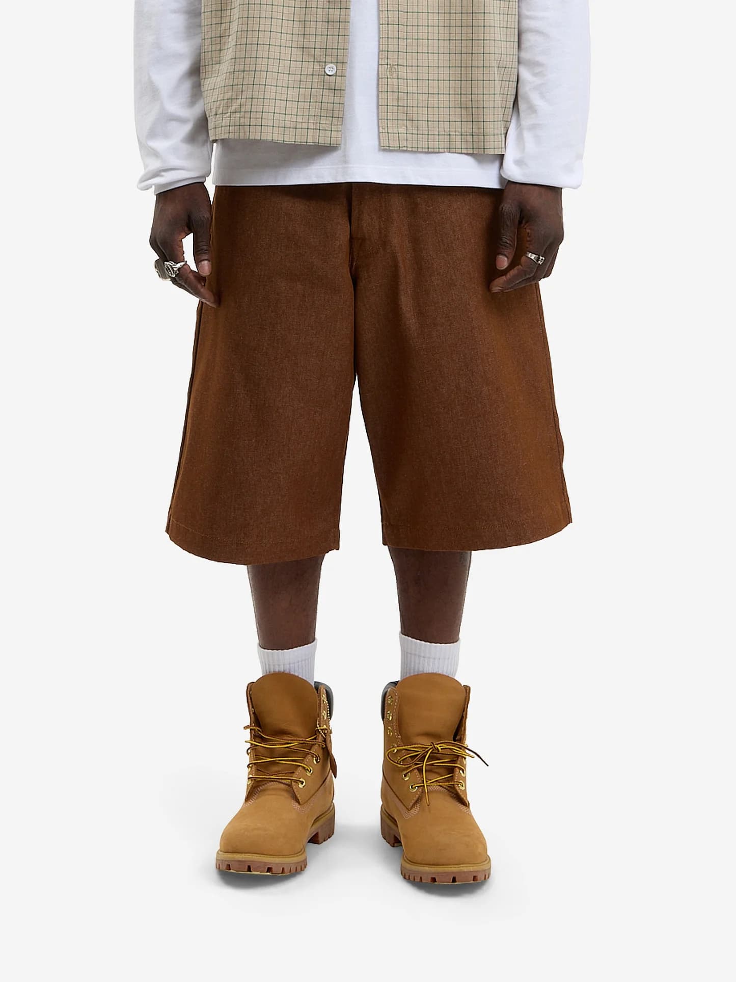 WALK IN PARIS Brown Denim Baggy Shorts - 3