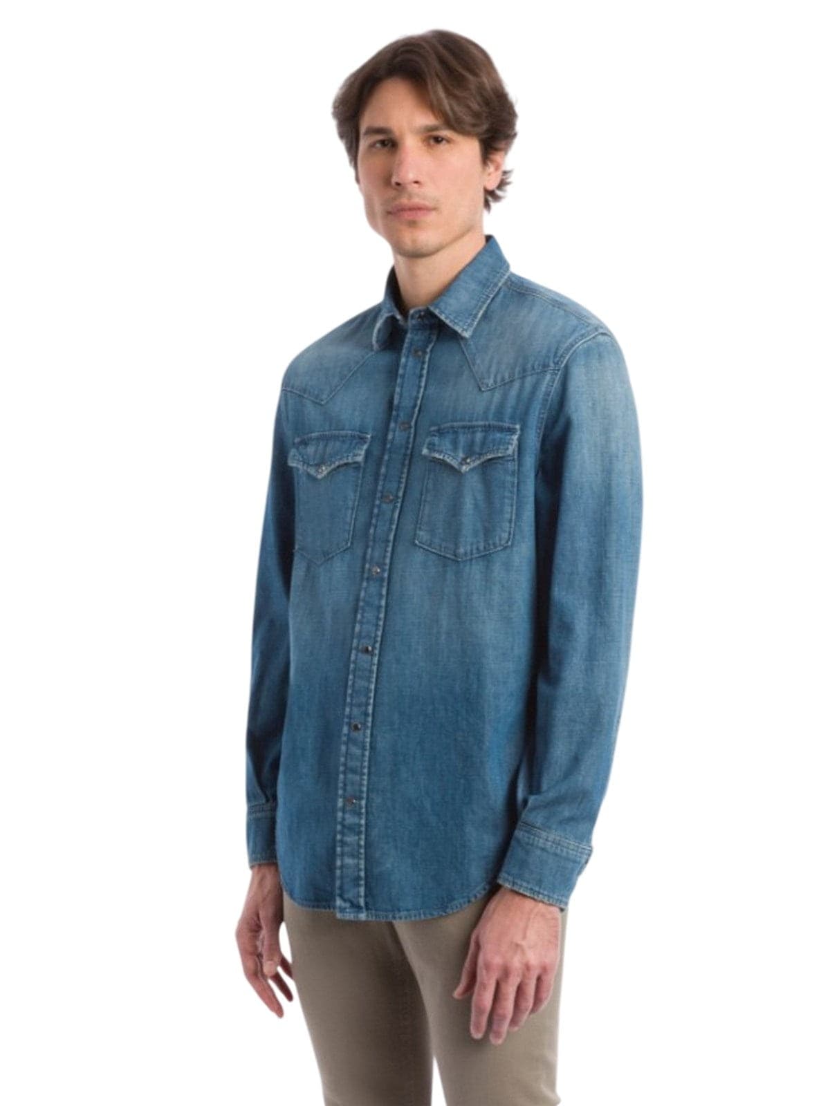 DONDUP camicie casual uomo dondup - camicia regular in denim blu fisso - blu - 2