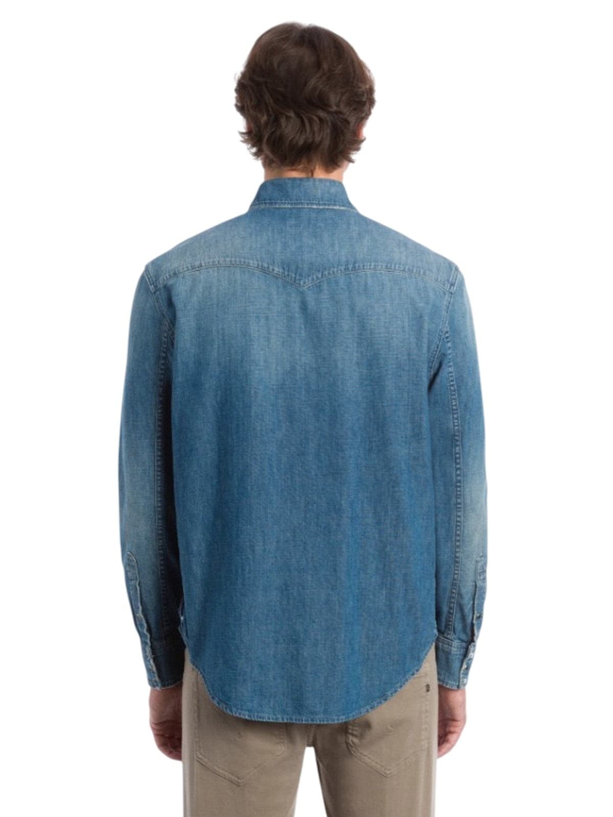 DONDUP camicie casual uomo dondup - camicia regular in denim blu fisso - blu - 3