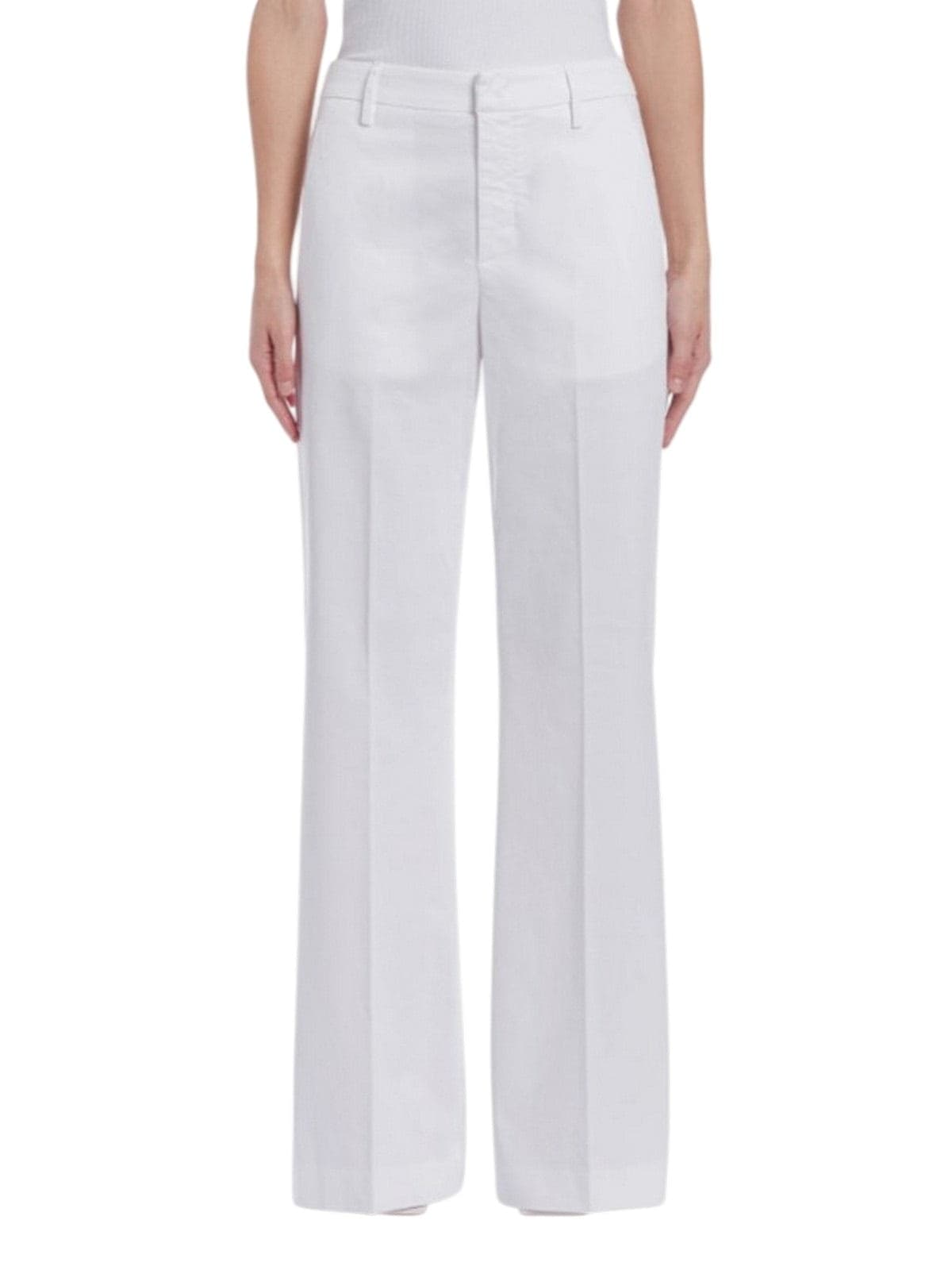 DONDUP pantaloni donna dondup - pantalone wide leg janice in gabarsdina - bianco - 2