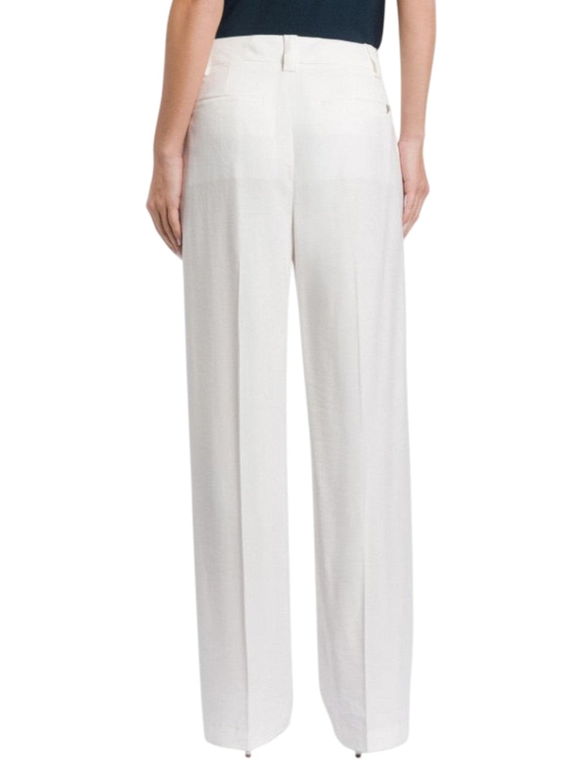 DONDUP pantaloni donna dondup - pantalone wide leg chino - bianco - 3