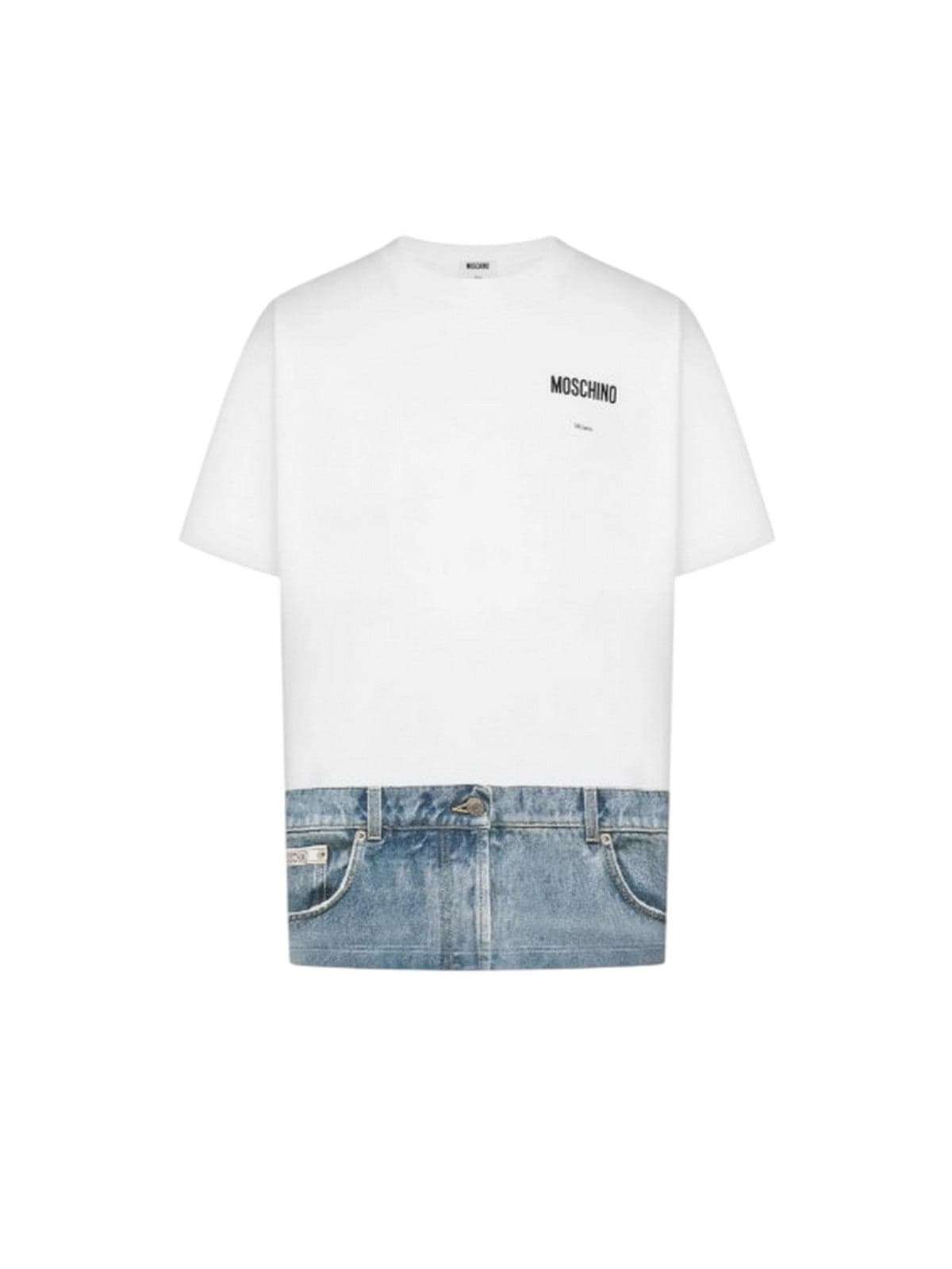 moschino t-shirt uomo  - t-shirt jersey di cotone organico - bianco - 4