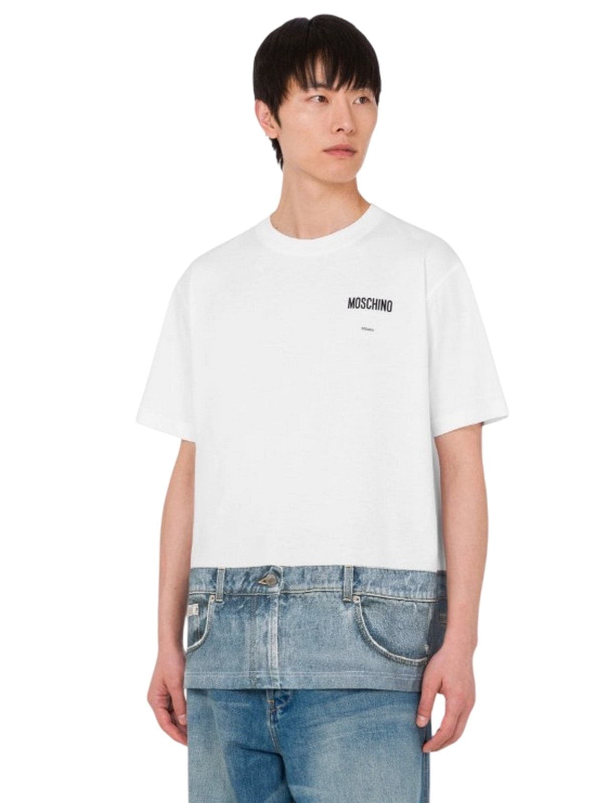 moschino t-shirt uomo  - t-shirt jersey di cotone organico - bianco - 2