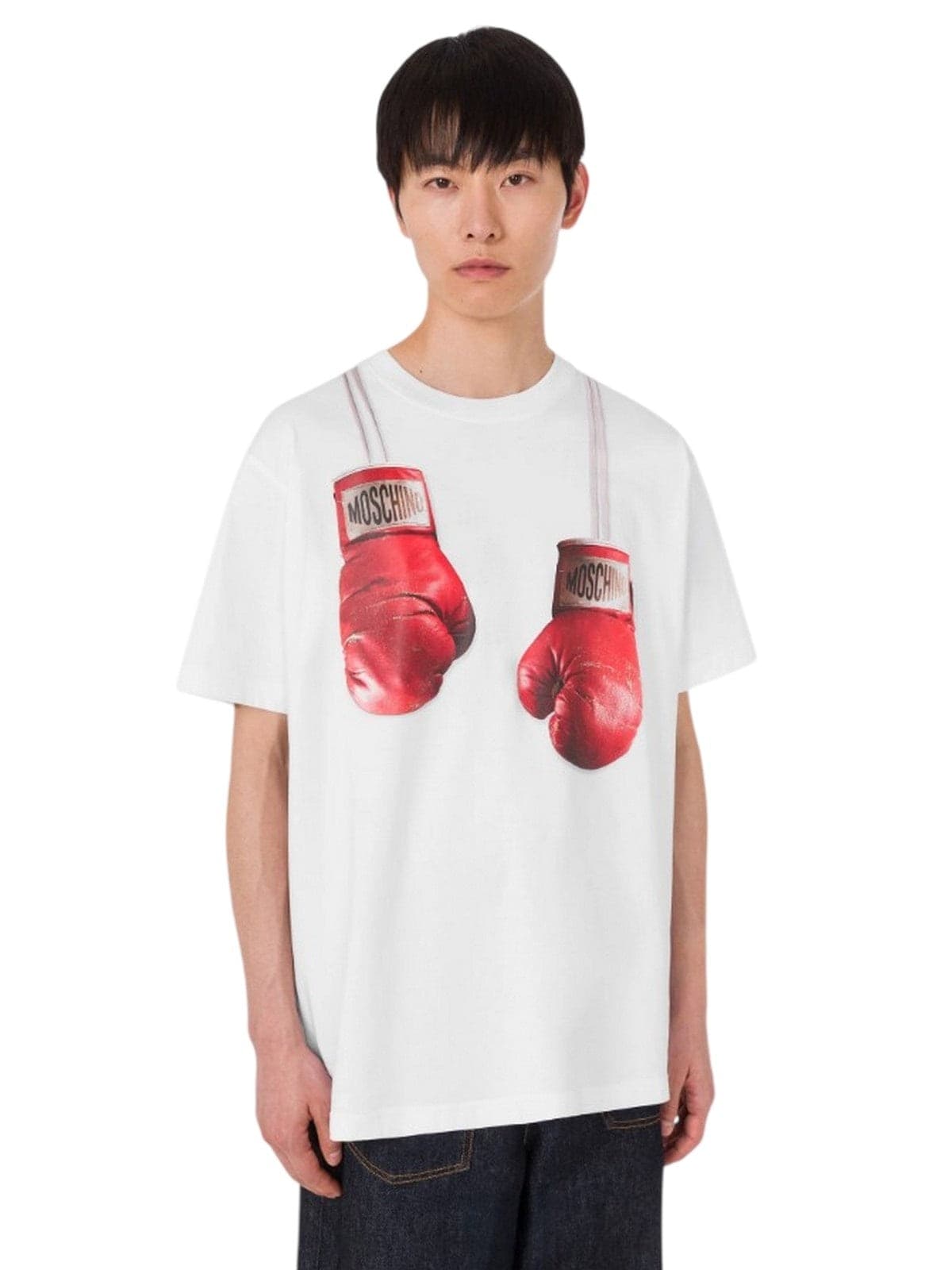 moschino t-shirt uomo  - t-shirt jersey di cotone organico - bianco - 2