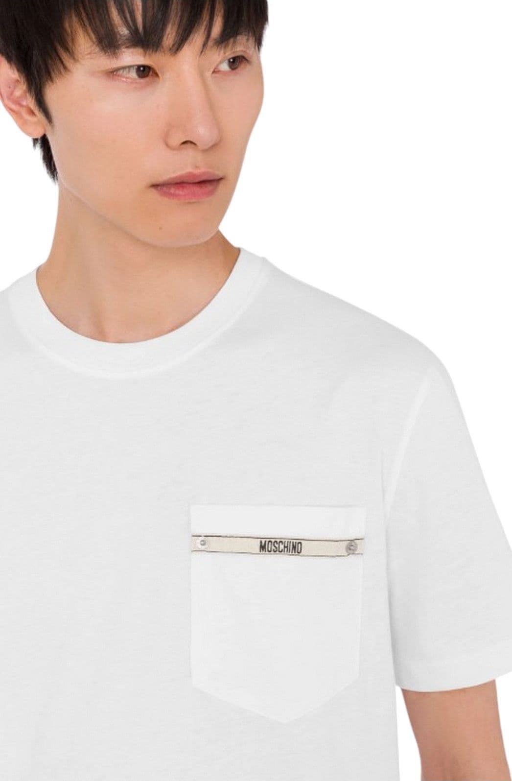 moschino t-shirt uomo  - t-shirt jersey di cotone organico - bianco - 4